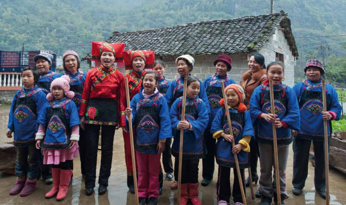 The harvest dancing team of Mashan Guzhai Village, Guangxi. Photo: Simon Lim
